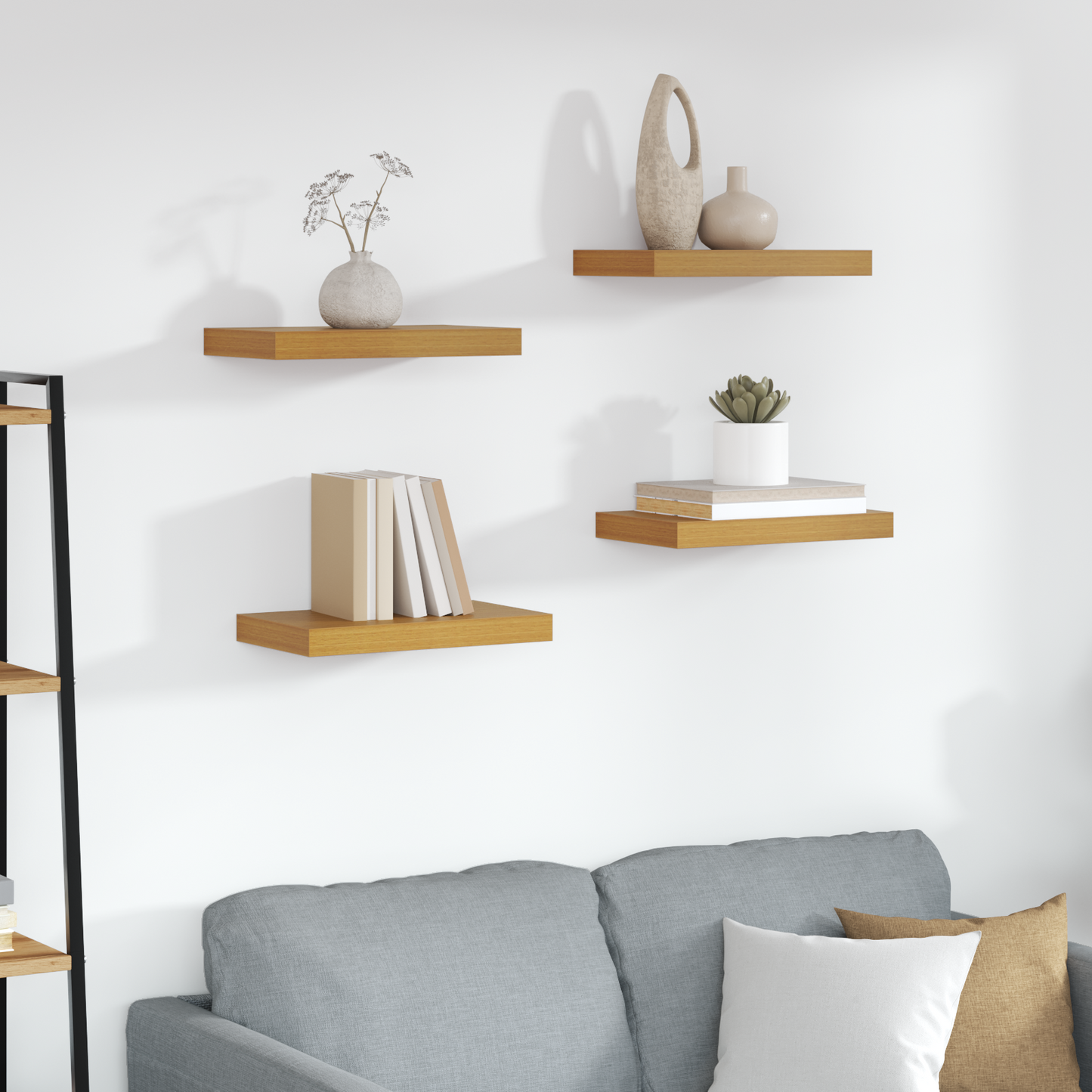 Wall Shelf 4 pcs Beige 40 x 23.5 x 4 cm Engineered Wood