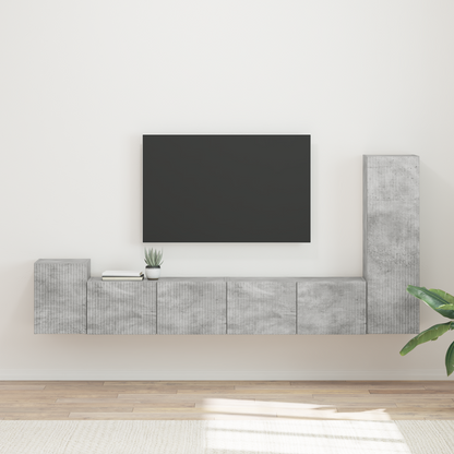 TV Cabinet Set Wall-mounted 3 pcs Concrete Grey Engineered Wood