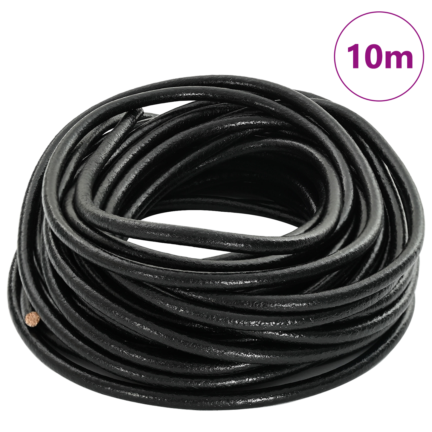 Leather Cord Black Ø4 mm x 10 m Leather