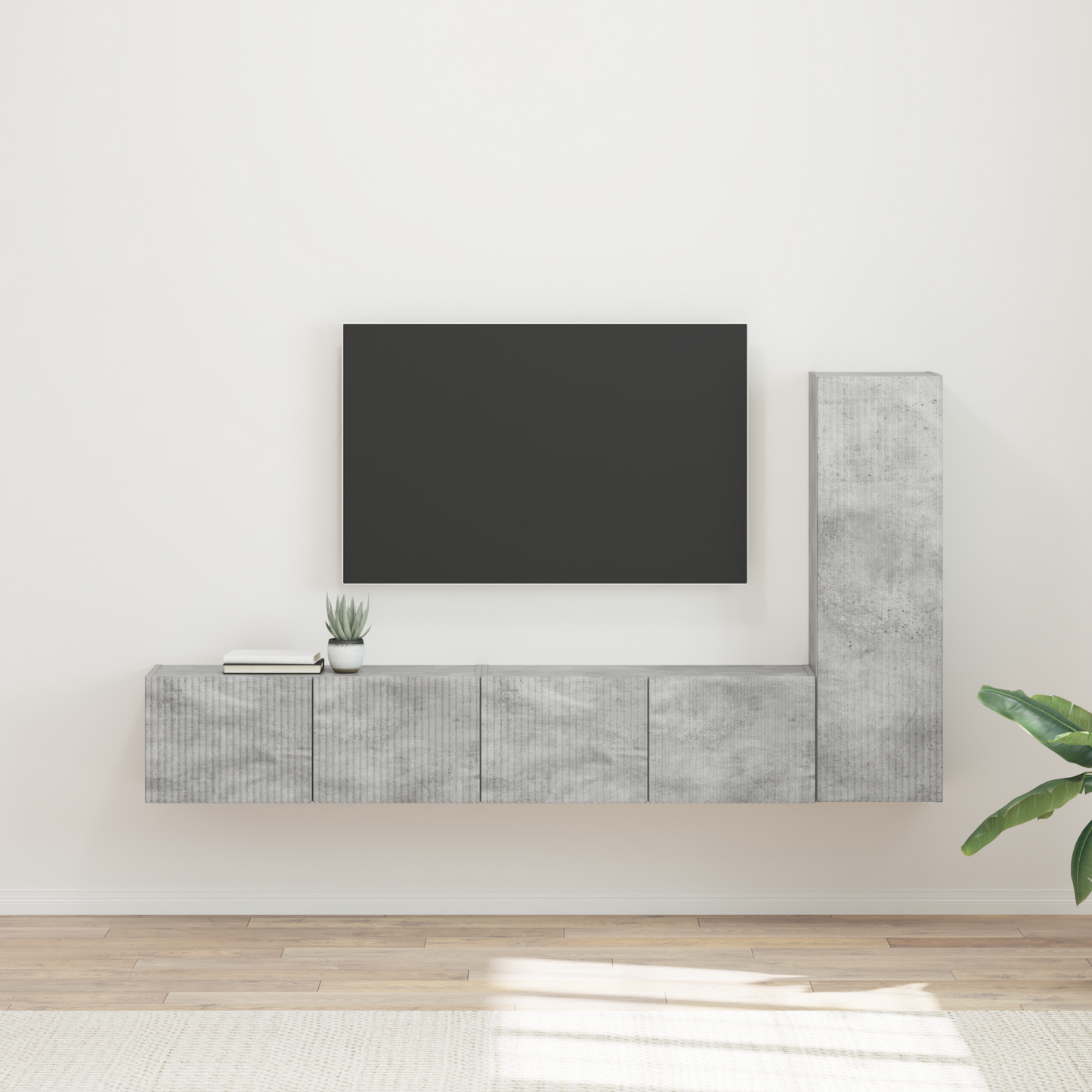 TV Cabinet Set Wall-mounted 3 pcs Concrete Grey Engineered Wood
