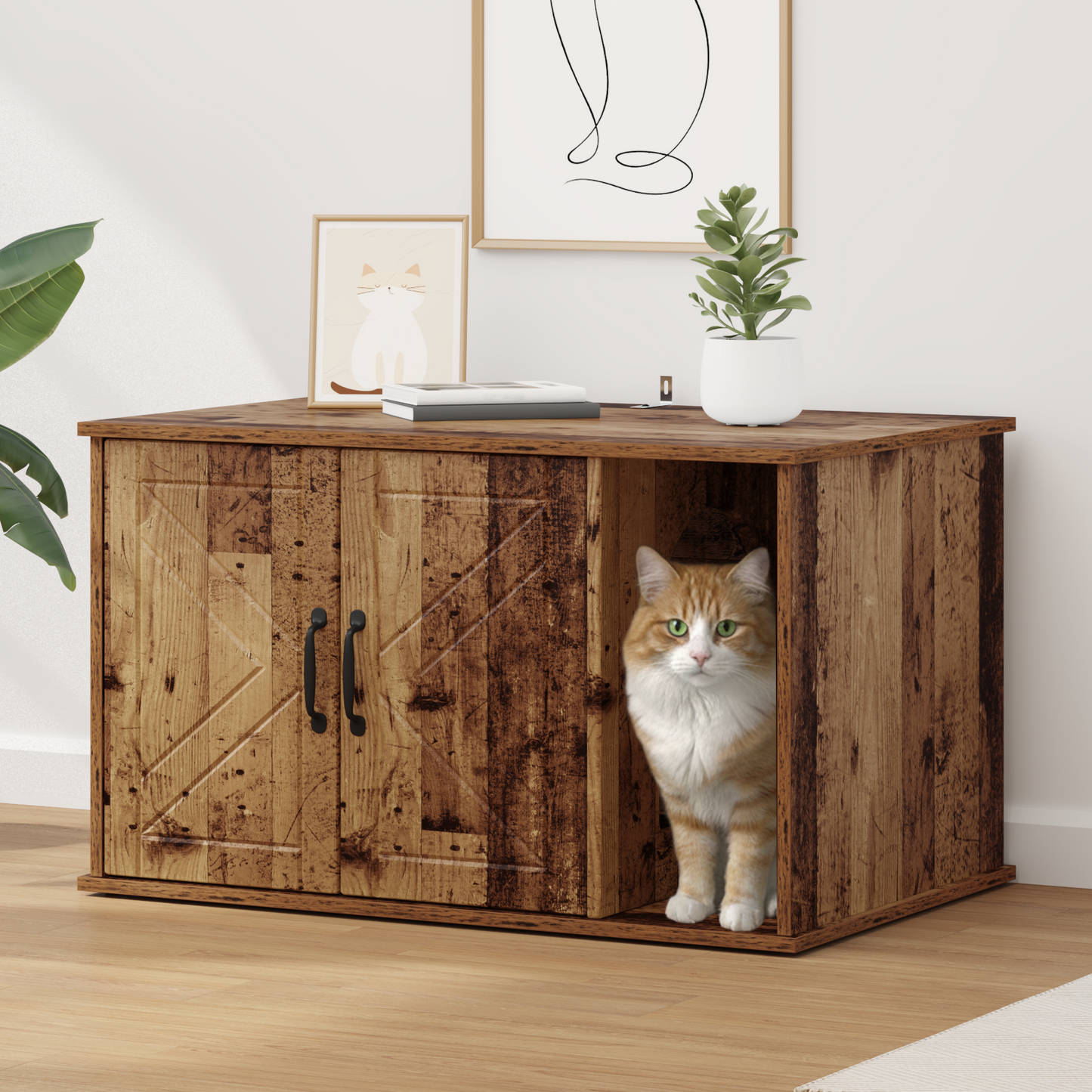Cat House Old Wood 85 x 55 x 50 cm Engineered Wood