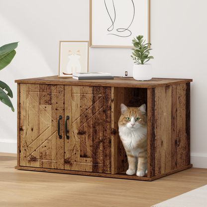 Cat House Old Wood 85 x 55 x 50 cm Engineered Wood