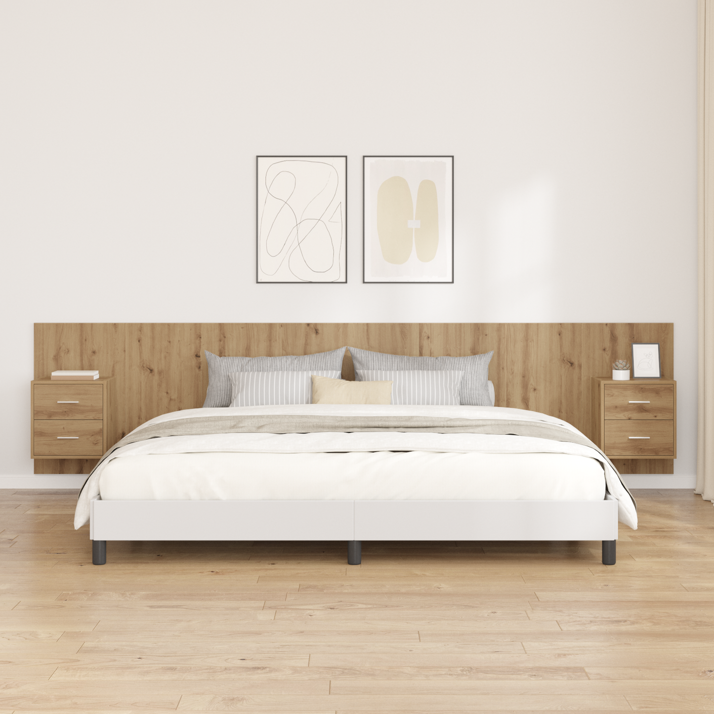 Headboard with Cabinet 3 pcs Artisan Oak Engineered Wood