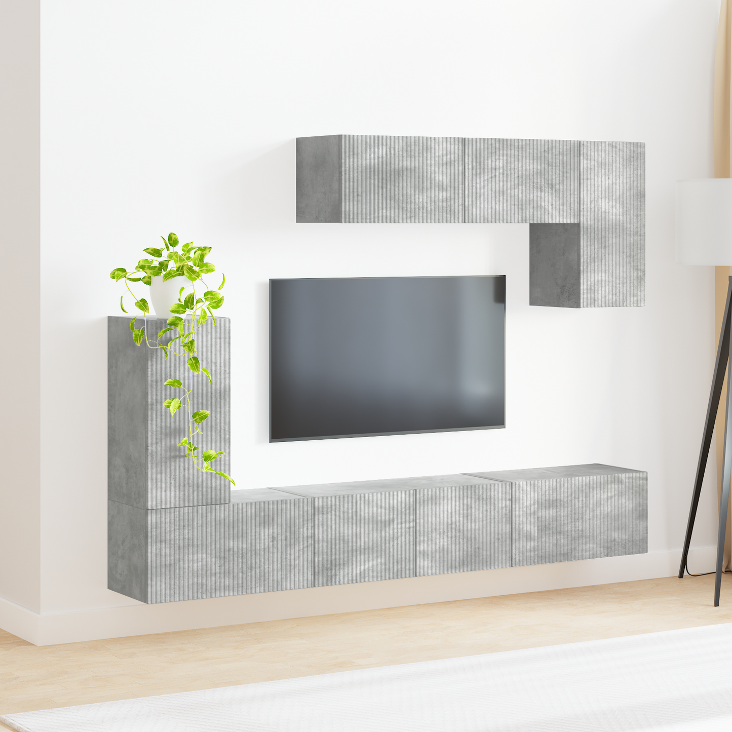 TV Cabinet Set Wall-mounted 4 pcs Concrete Grey Engineered Wood