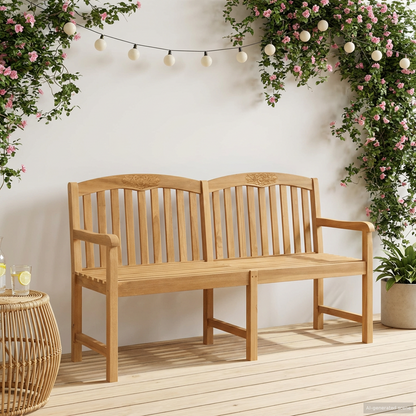 Handcarved Rose Bench 179.5 x 61 x 90 cm Solid Teak Wood