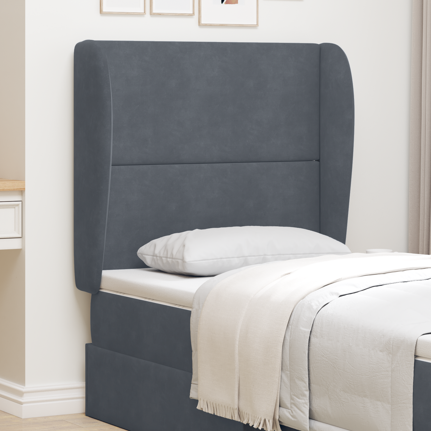 Headboard Ear Dim Grey 80 x 23 x 6 cm Velvet