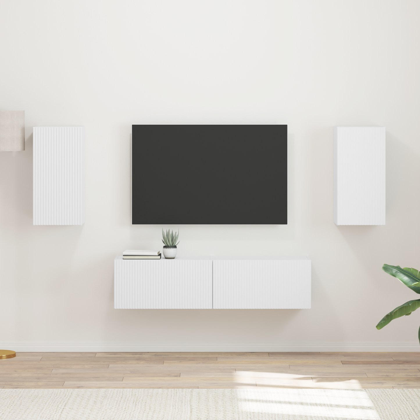 TV Cabinet Set 4 pcs White Engineered Wood
