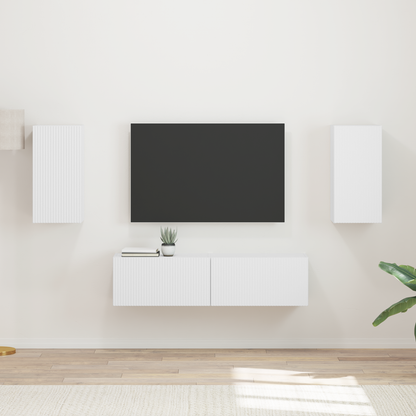 TV Cabinet Set 4 pcs White Engineered Wood