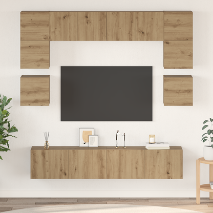 TV Cabinet Set Wall-mounted 8 pcs Artisan Oak Engineered Wood