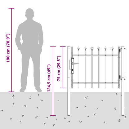 Fence Gate BOXTEL 103 x 124.5 cm Powder-Coated Steel Grey