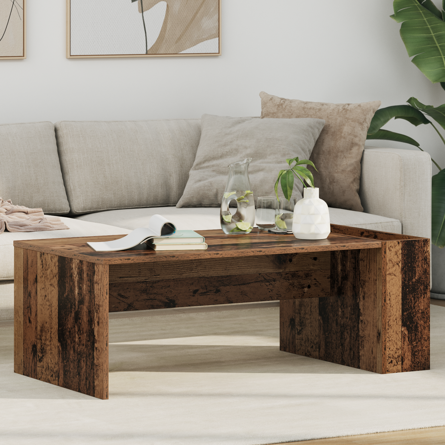 Coffee Table Old Wood 95 x 50 x 34 cm Engineered Wood