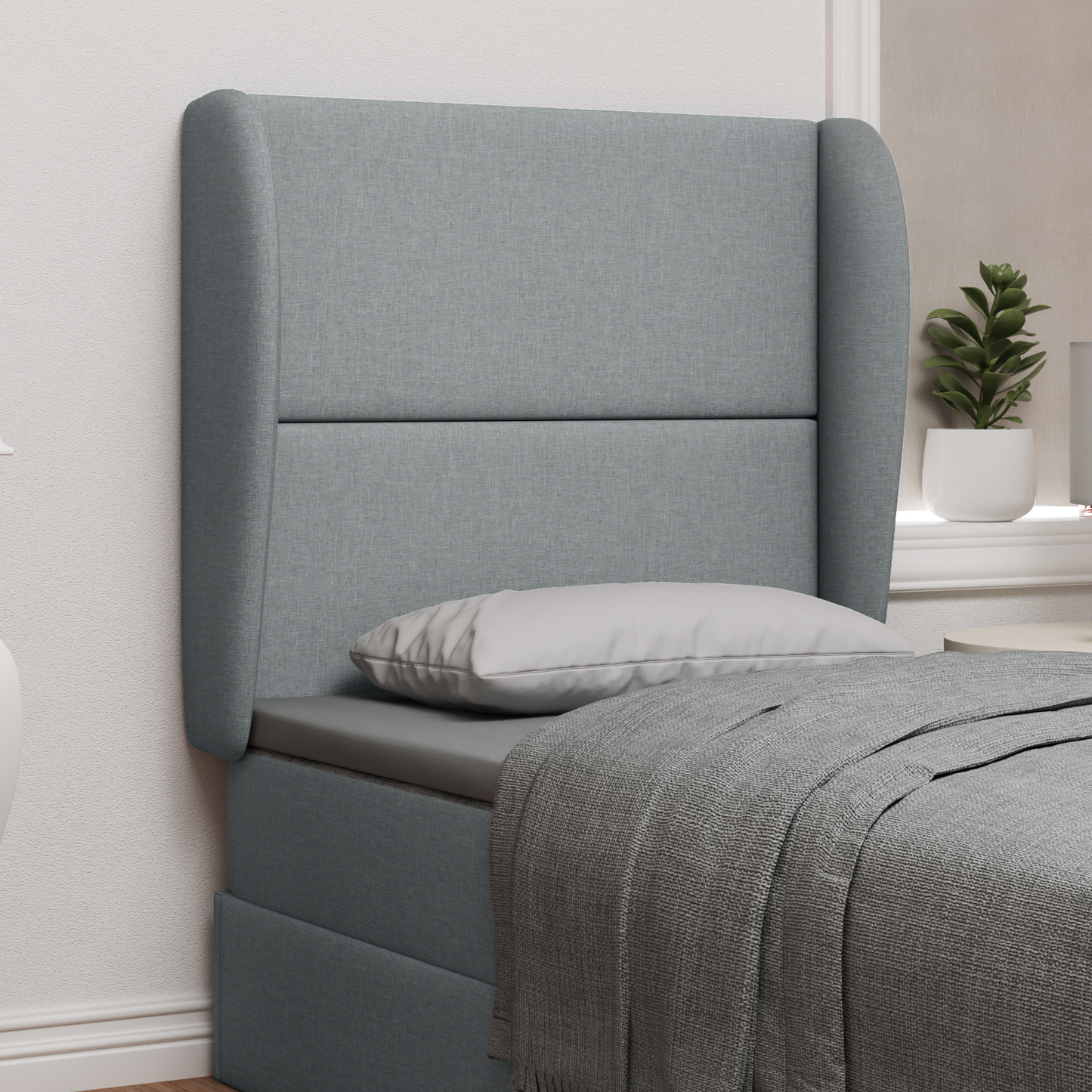 Headboard Ear Light Grey 80 x 23 x 6 cm Fabric