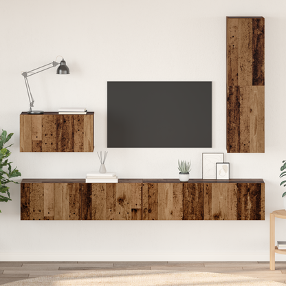 Wall TV Cabinet Wall-mounted 4 pcs Old Wood Engineered Wood