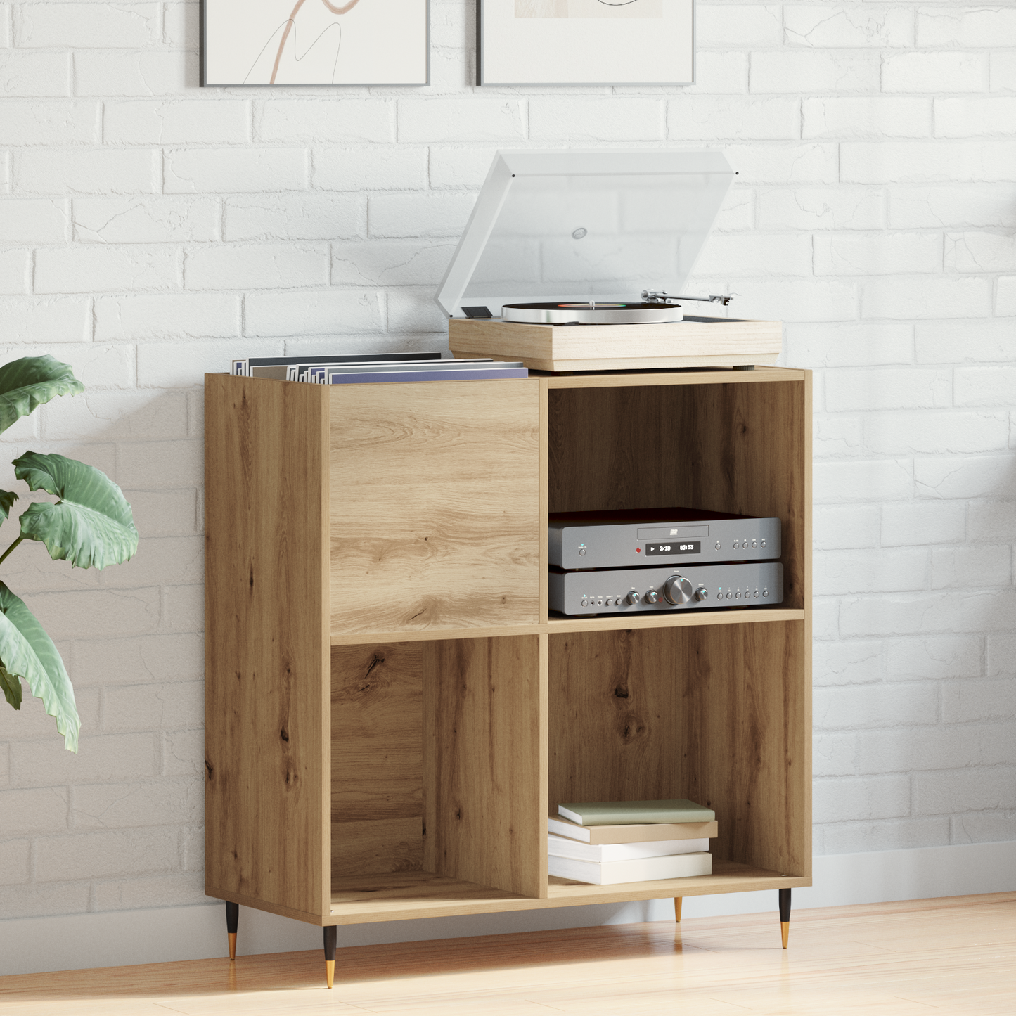 Record Cabinet Artisan oak 85 x 38 x 89 cm Engineered Wood