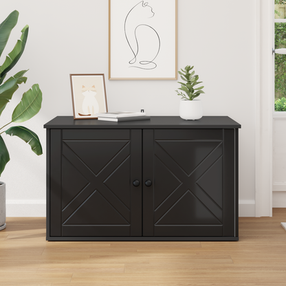 Cat House Black 85 x 55 x 50.5 cm Engineered Wood