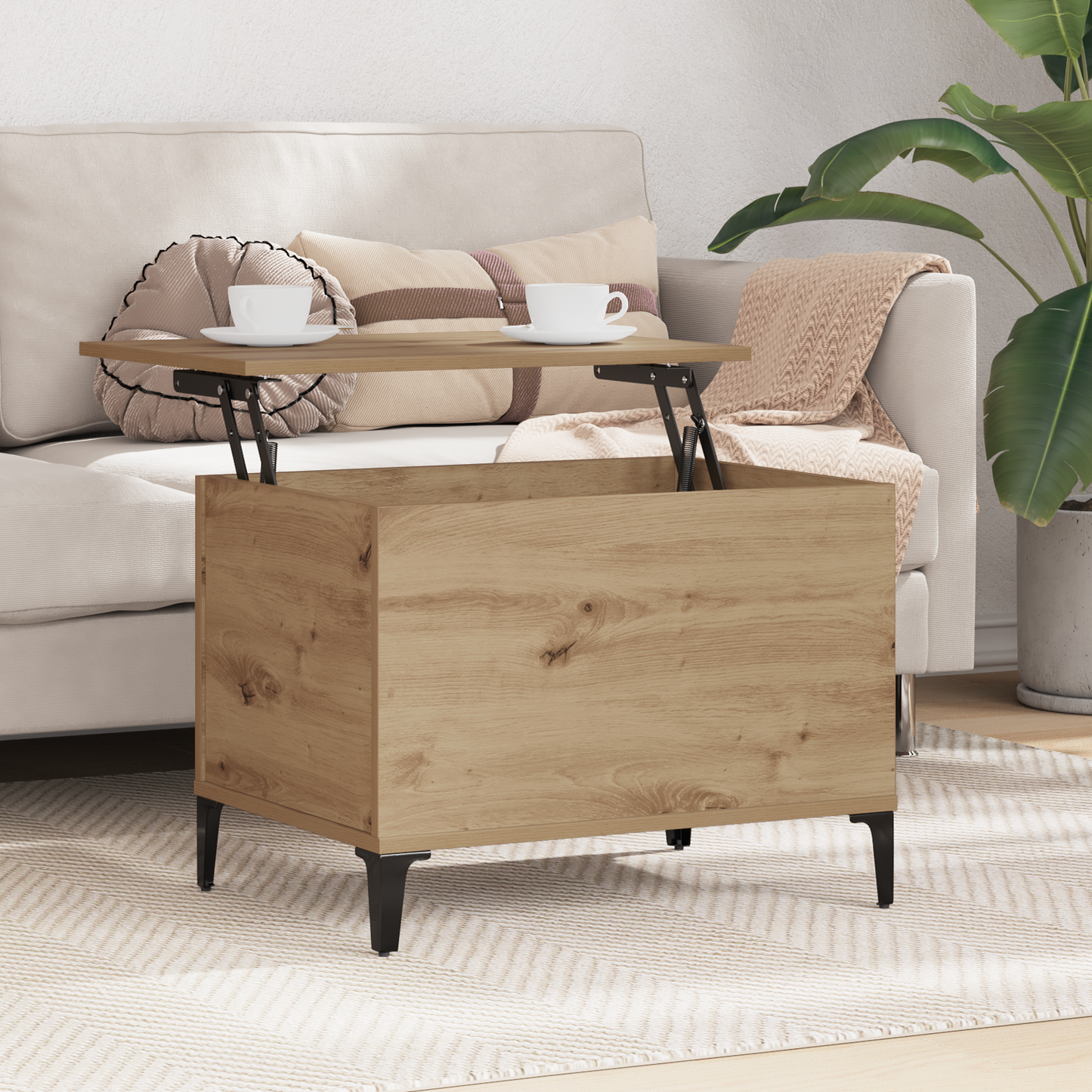 Coffee Table Artisan Oak 60 x 44.5 x 45 cm Engineered Wood