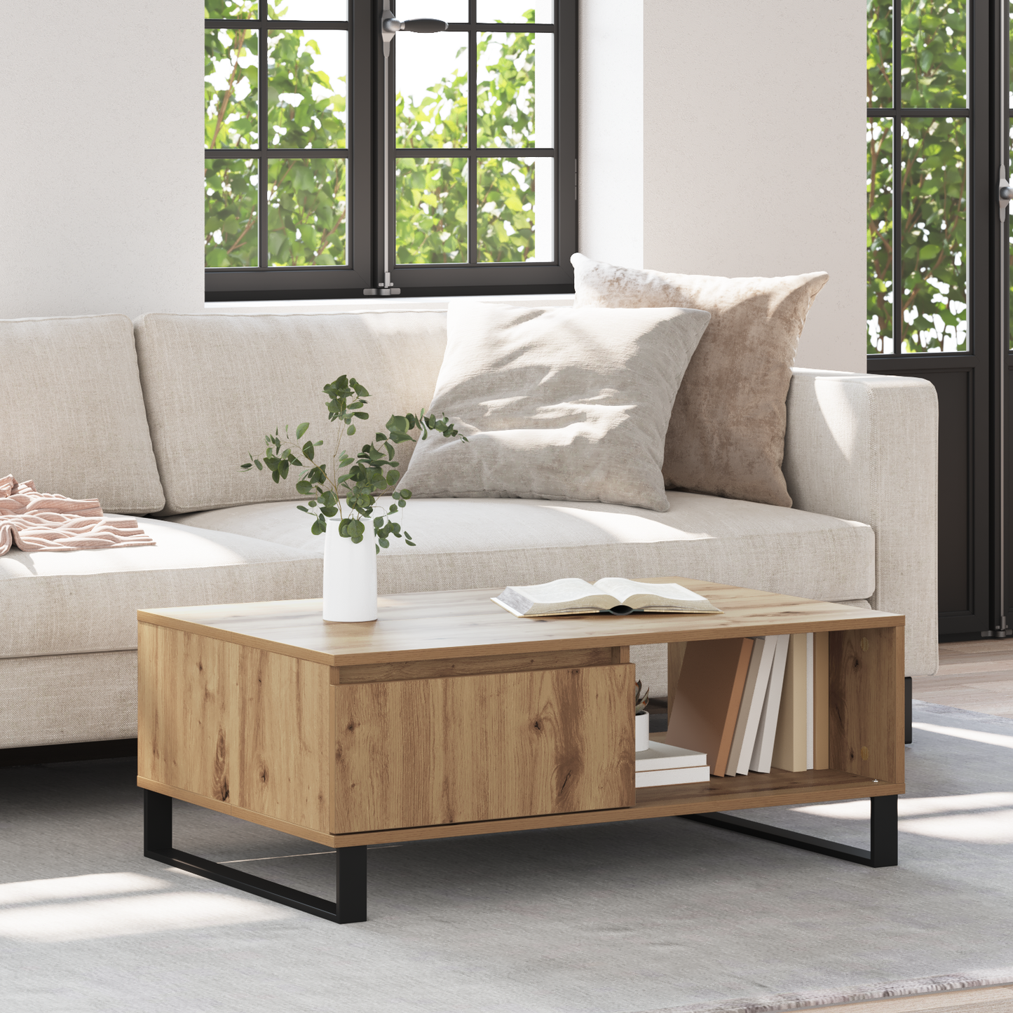 Coffee Table Artisan Oak 90 x 60 x 35 cm Engineered Wood