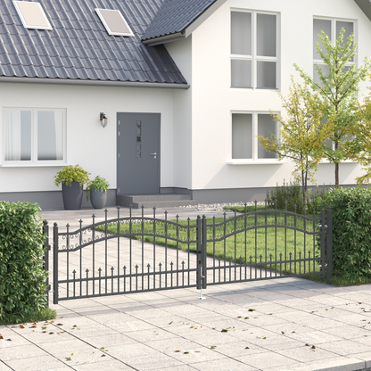 Fence Gate with Spear Top KAMPEN 305 x 75 cm Steel Grey