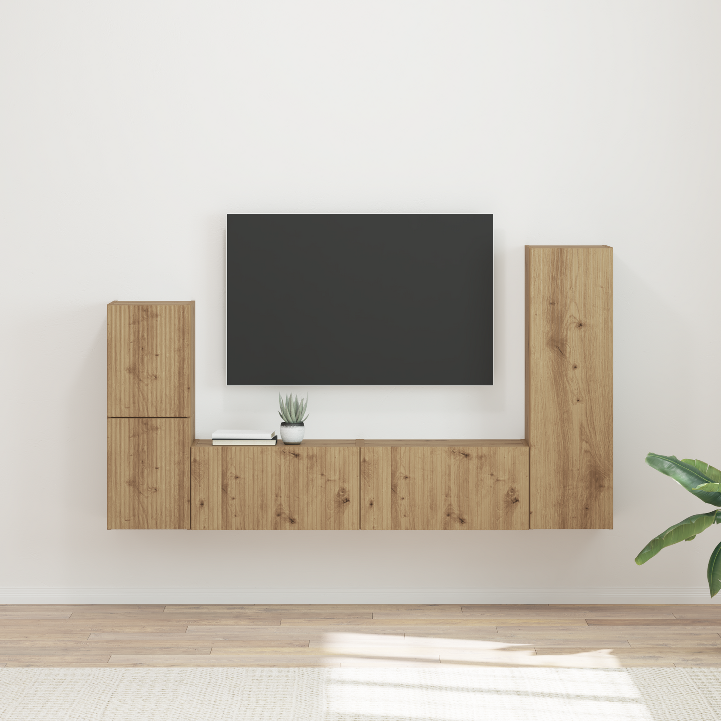 TV Cabinet Set Wall-mounted 4 pcs Artisan Oak Engineered Wood