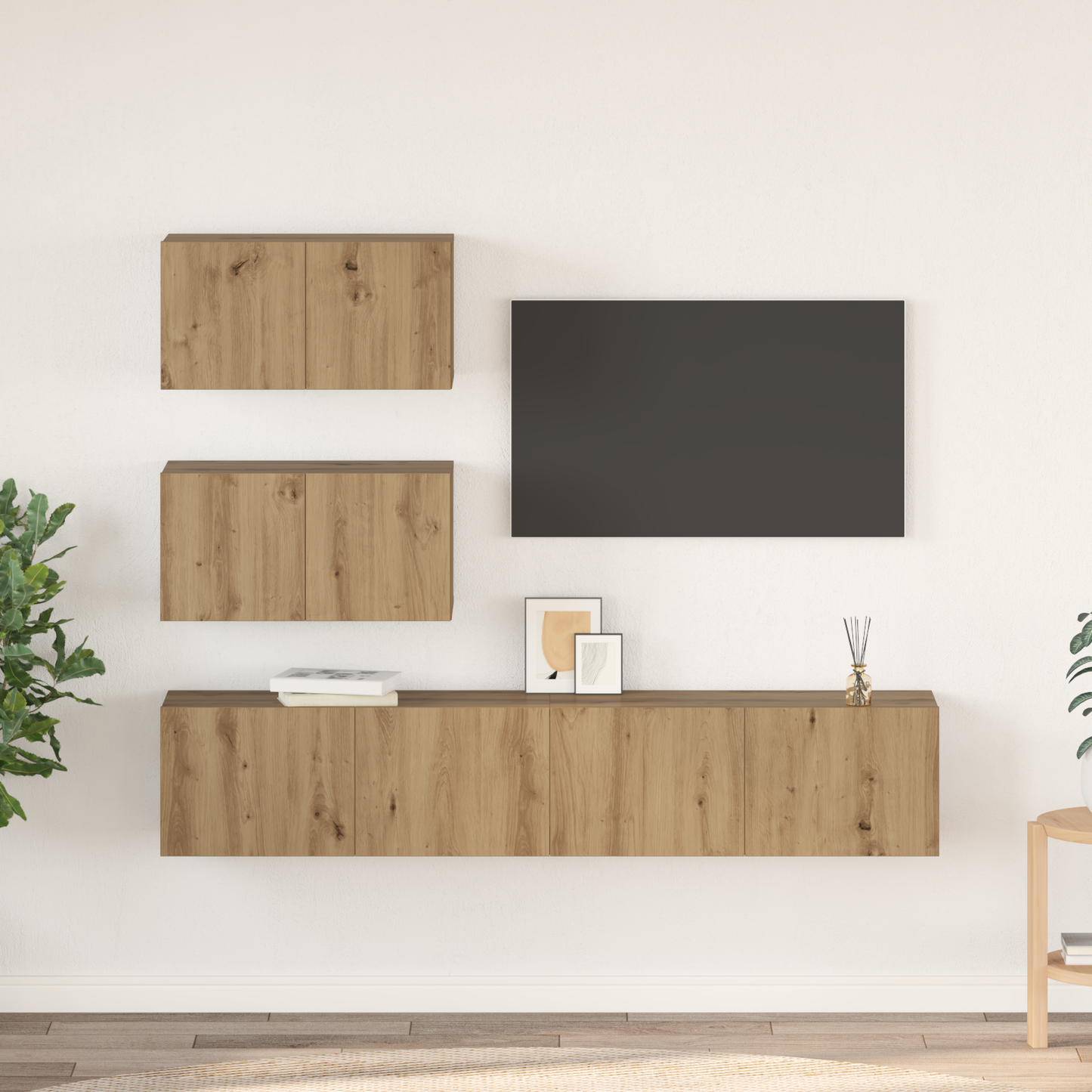 TV Cabinet Set Wall-mounted 4 pcs Artisan Oak Engineered Wood