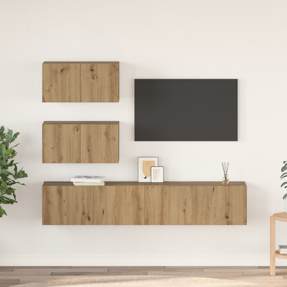 TV Cabinet Set Wall-mounted 4 pcs Artisan Oak Engineered Wood