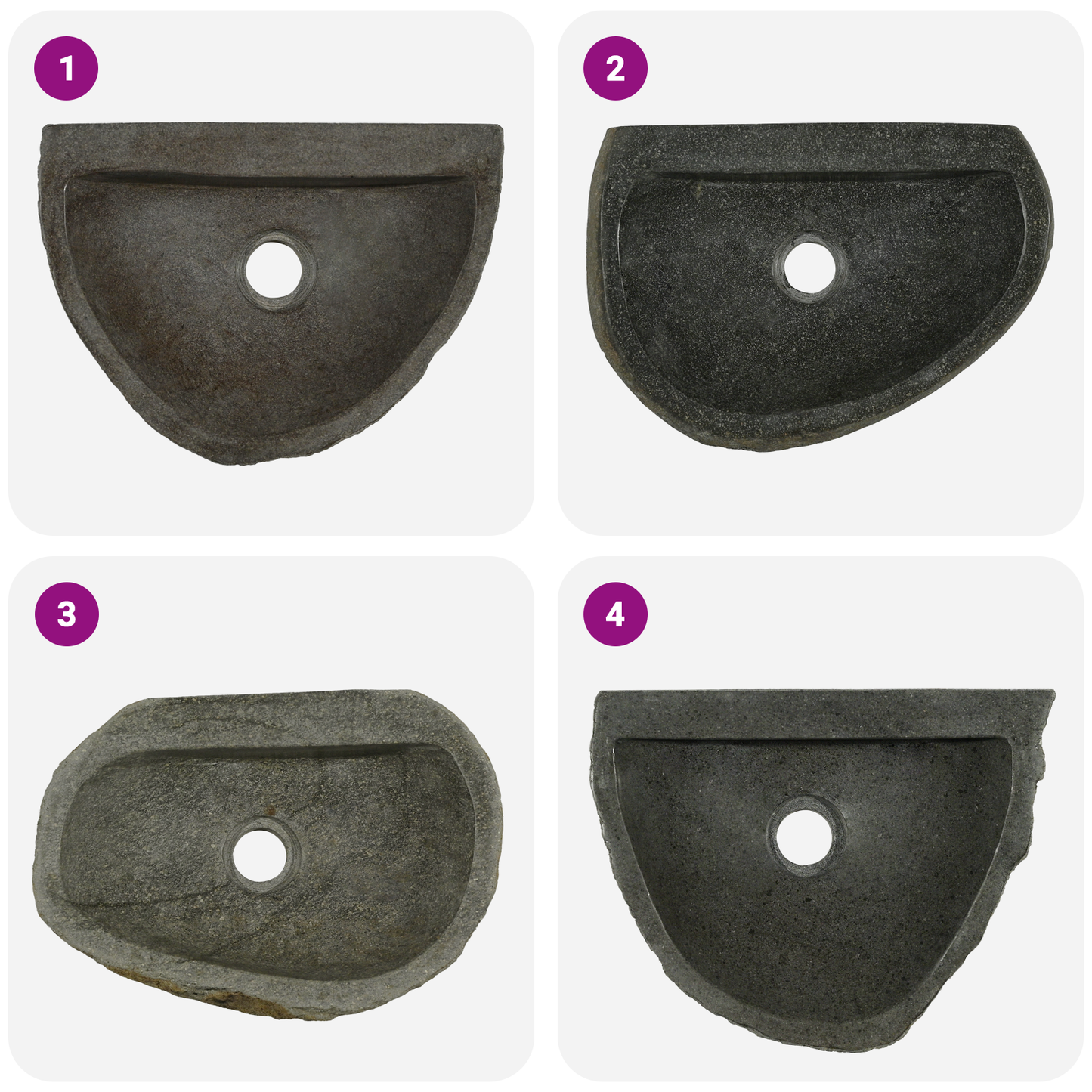 Wall-mounted Basin Grey 37 x 30 x 12 cm River Stone