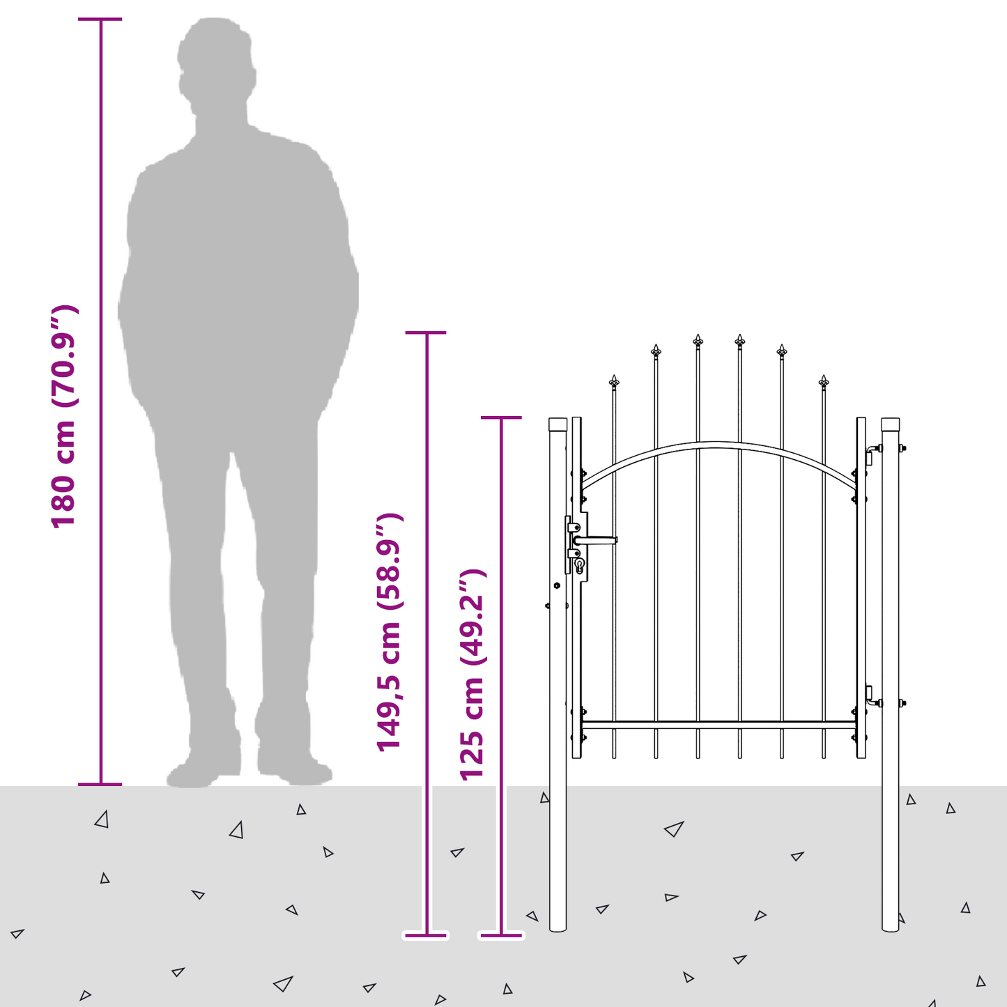 Garden Gate with Lock Woerden Grey 100 x 100 cm Steel