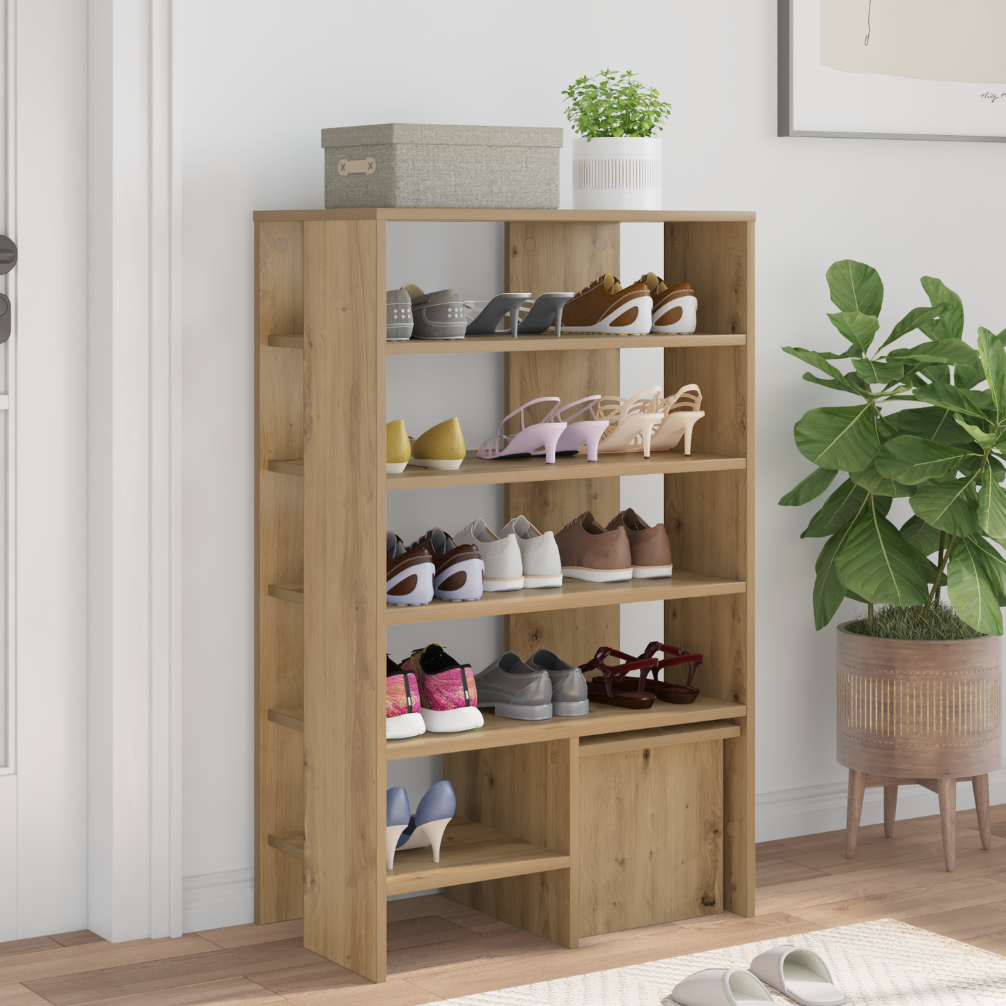 Shoe Cabinet with Shelf 2 pcs Artisan Oak Engineered Wood