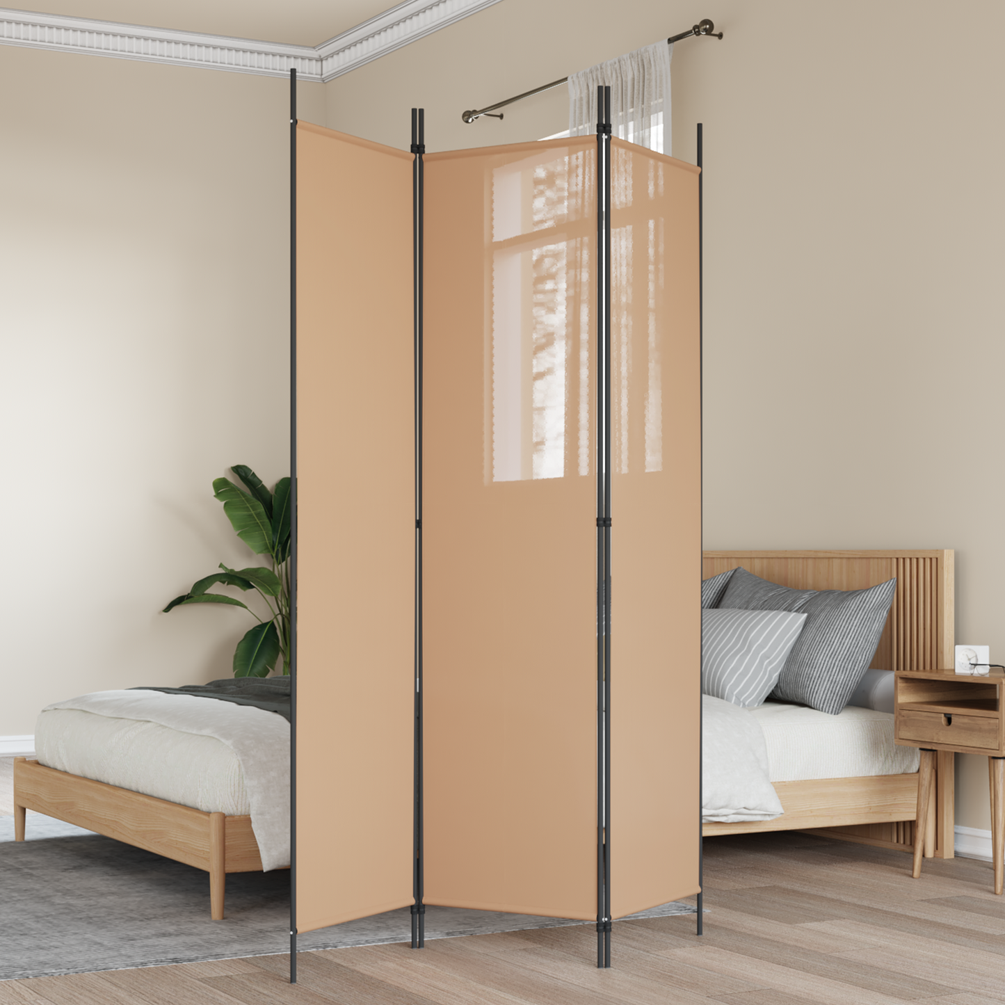Room Divider Beige 150 x 200 cm Fabric