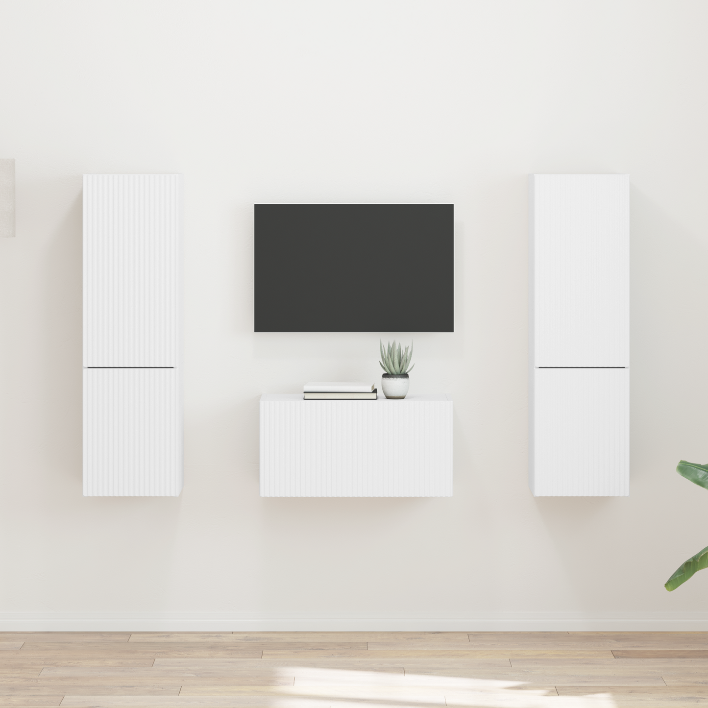 TV Cabinet Set 5 pcs White Engineered Wood