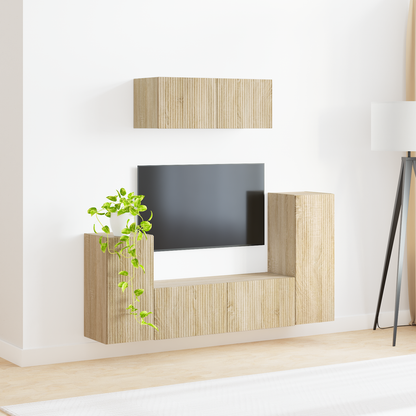 TV Cabinet Set 4 pcs Sonoma Oak Engineered Wood
