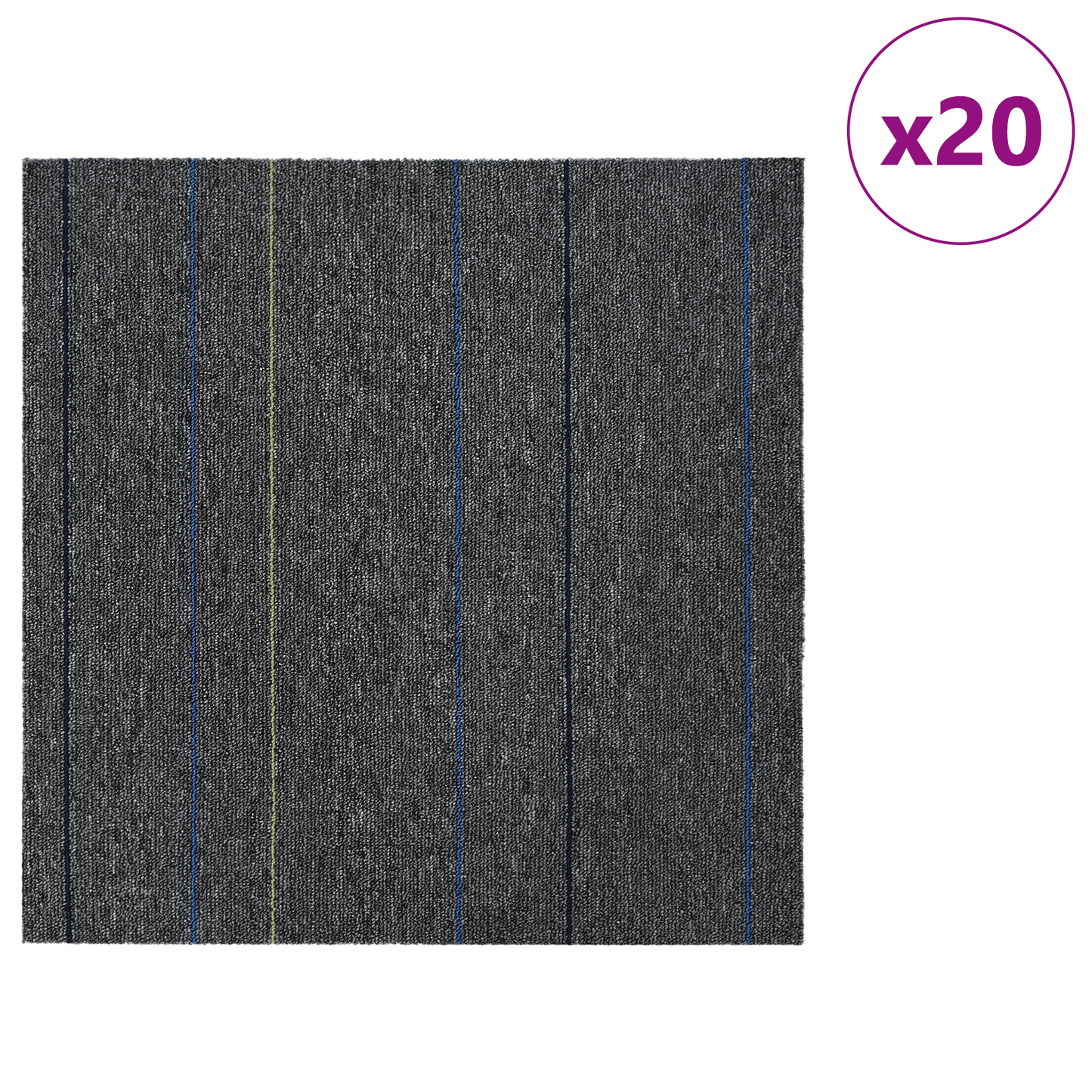 Carpet Tile Medium Grey with Stripes 50 x 50 cm 20 pcs