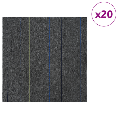 Carpet Tile Medium Grey with Stripes 50 x 50 cm 20 pcs