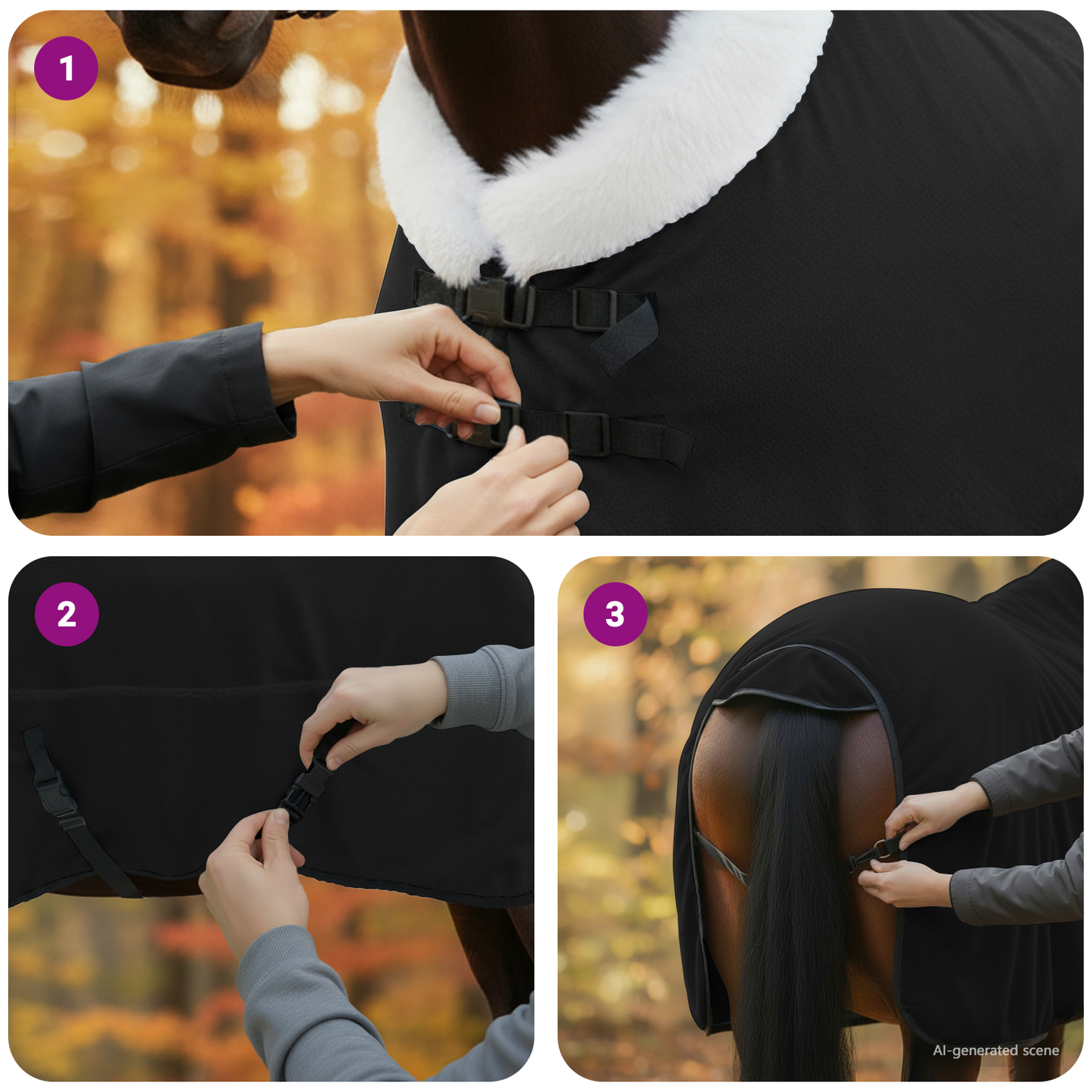 Horse Blanket Black 155 cm Polar fleece
