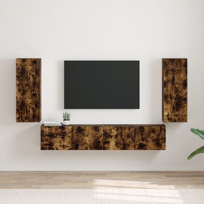 TV Wall Cabinet Wall-mounted 2 pcs Smoked Oak 30 x 31 x 80 cm