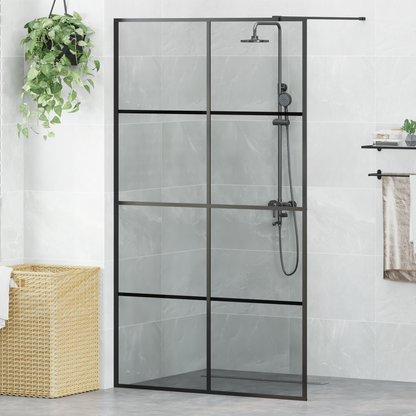 Walk-in Shower Wall Black 115 x 195 cm Tempered Glass