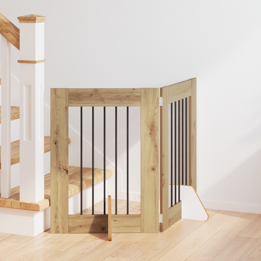 Foldable Dog Gate with Stands 2 pcs Artisan Oak 120.5 cm