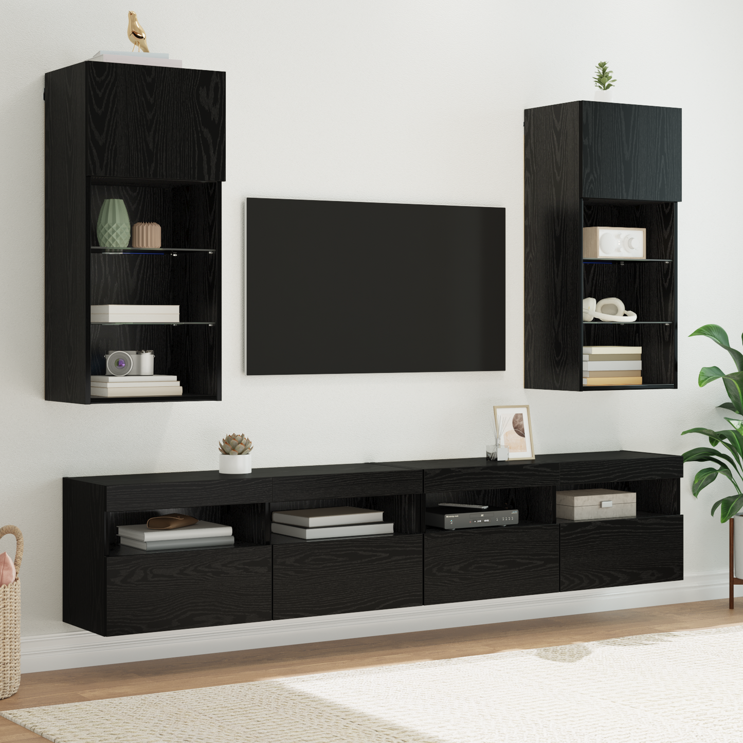 Wall-mounted TV Cabinets 2 pcs Black Oak 40.5 x 30 x 90 cm