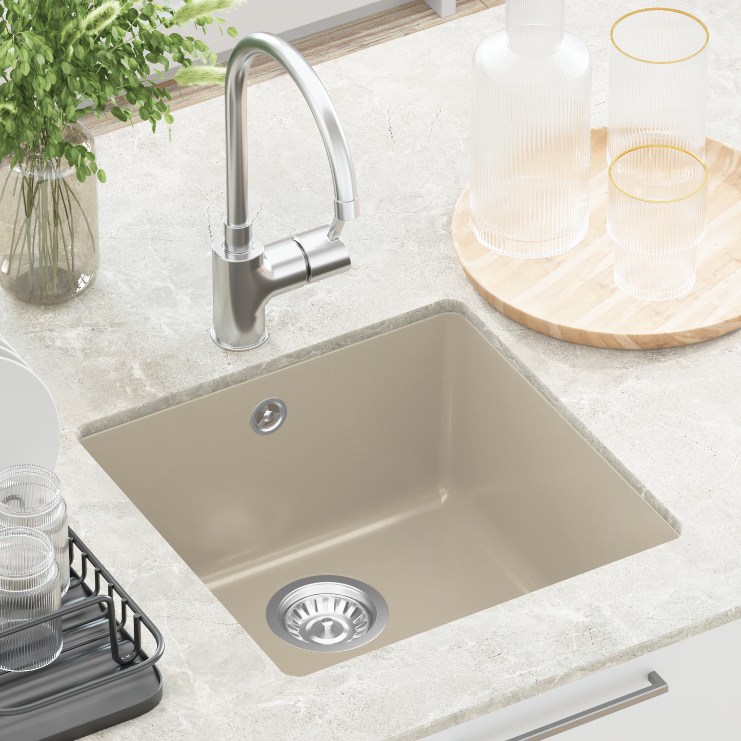 Sink Beige 430 x 460 mm 80% Quartz and 20% Resin