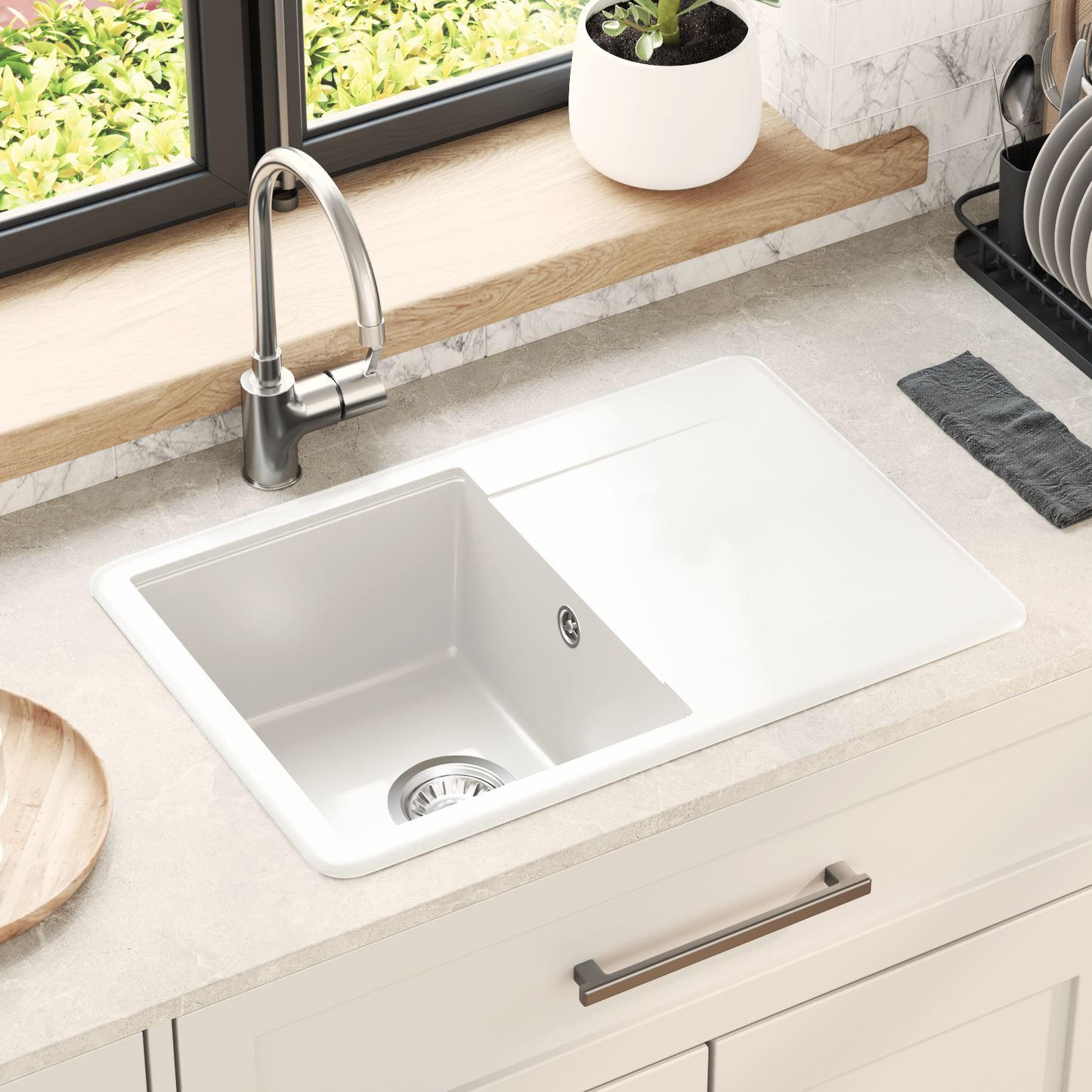 Sink White 670 x 460 mm 80% Quartz and 20% Resin