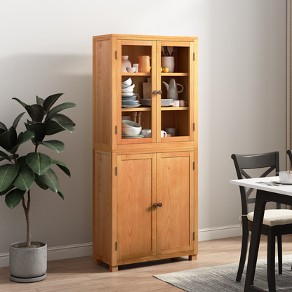 Storage Furniture Set with Shelf 2 pcs Natural Solid Oak Wood