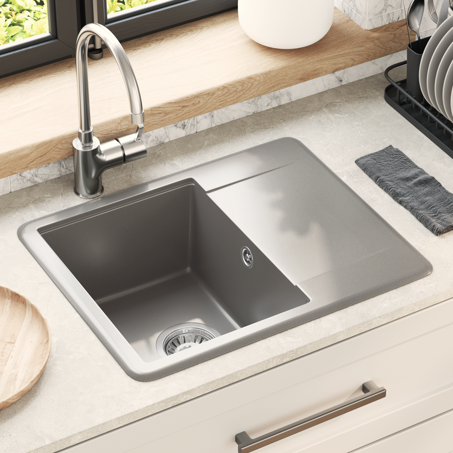 Sink Grey 560 x 460 mm 80% Quartz and 20% Resin