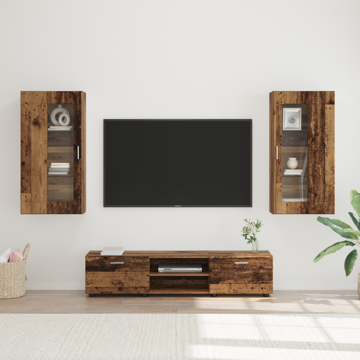 TV Cabinet Set with Shelf FLORIN 3 pcs Old Wood Engineered Wood