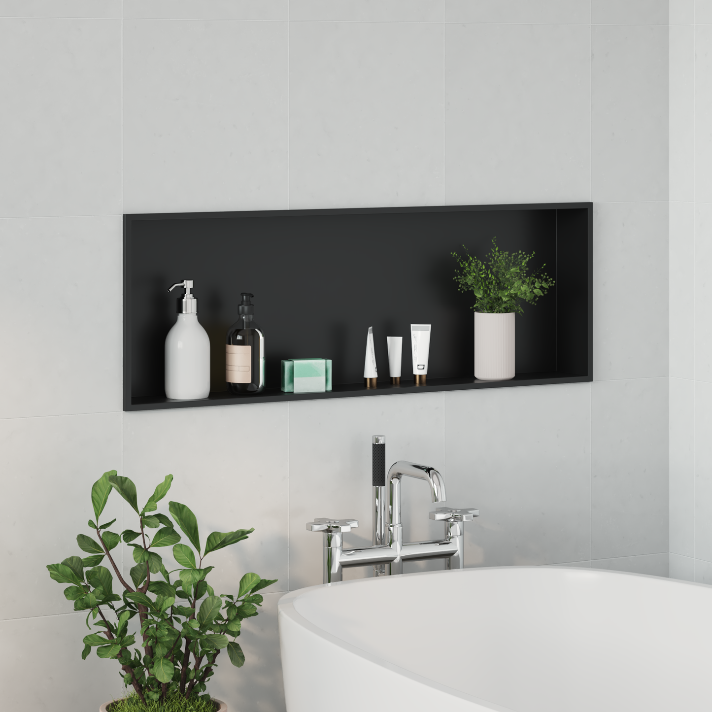 Shower Niche Black 90 x 30 x 9.5 cm Stainless Steel