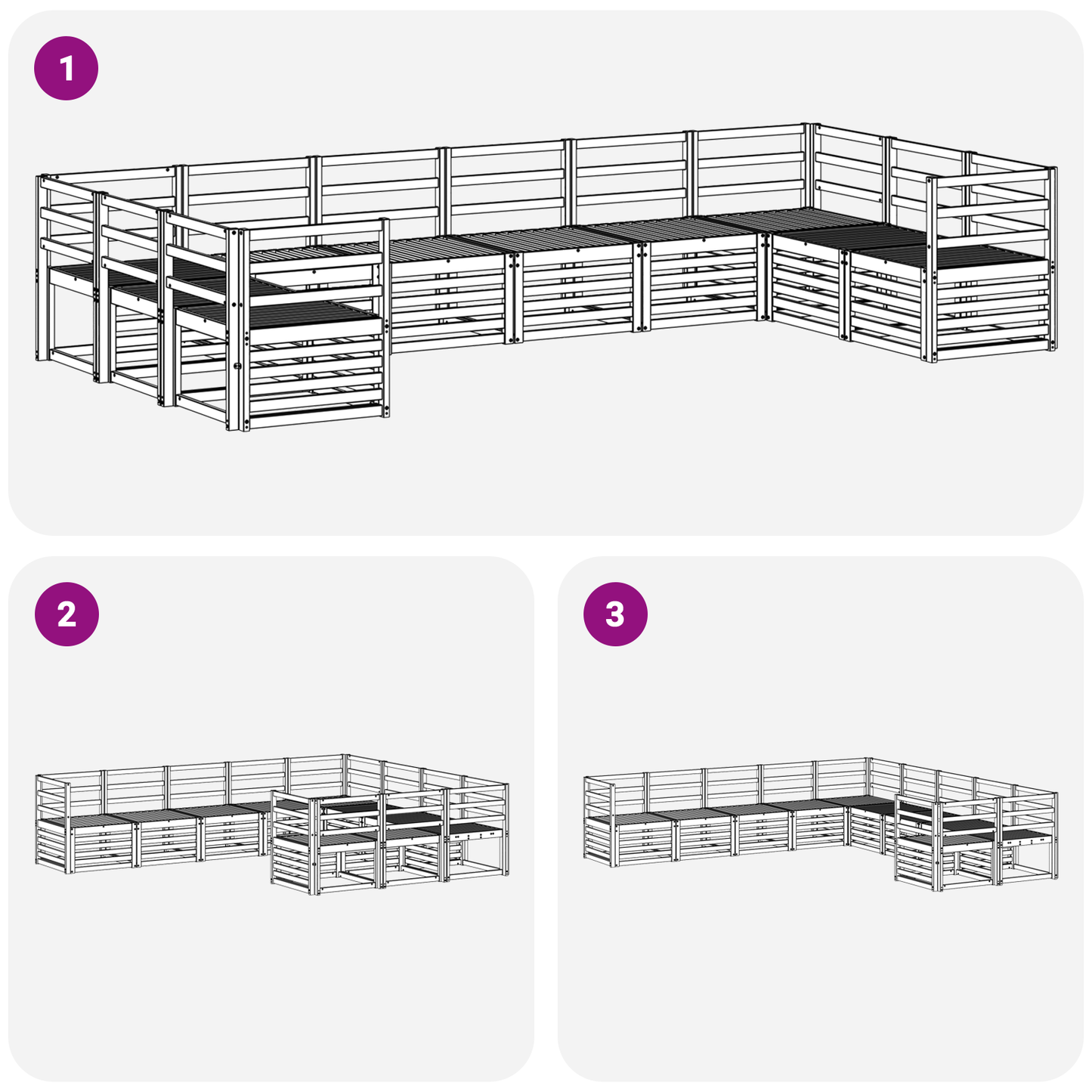 Outdoor Sofa Set 10 pcs White 363 x 185.5 x 73 cm