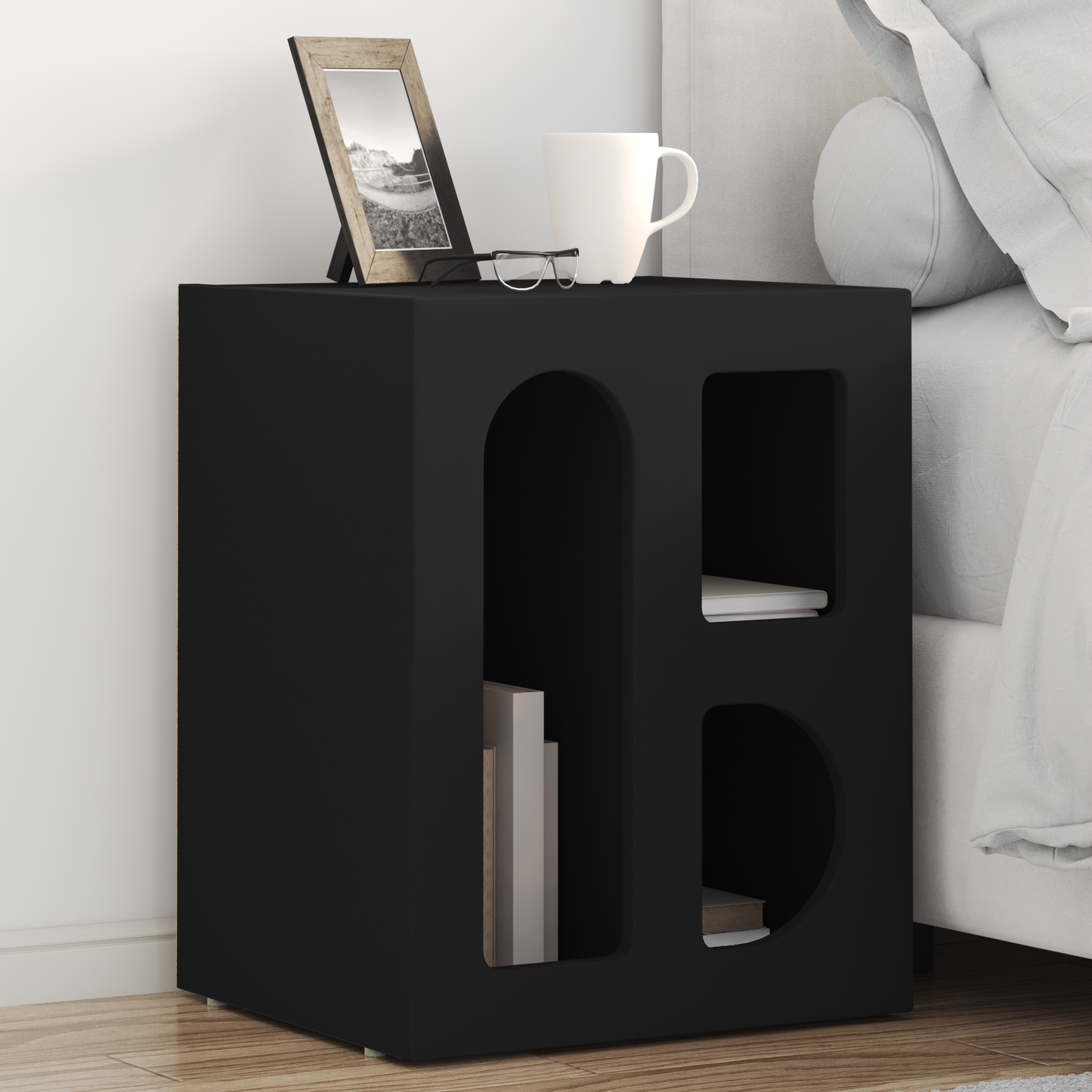 Bedside Table ELST 2 pcs Black 40 x 35 x 50 cm Engineered Wood
