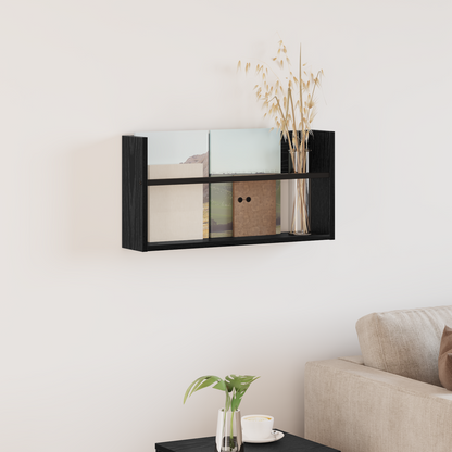Magazine Rack Black Oak 60 x 12 x 30 cm Engineered Wood