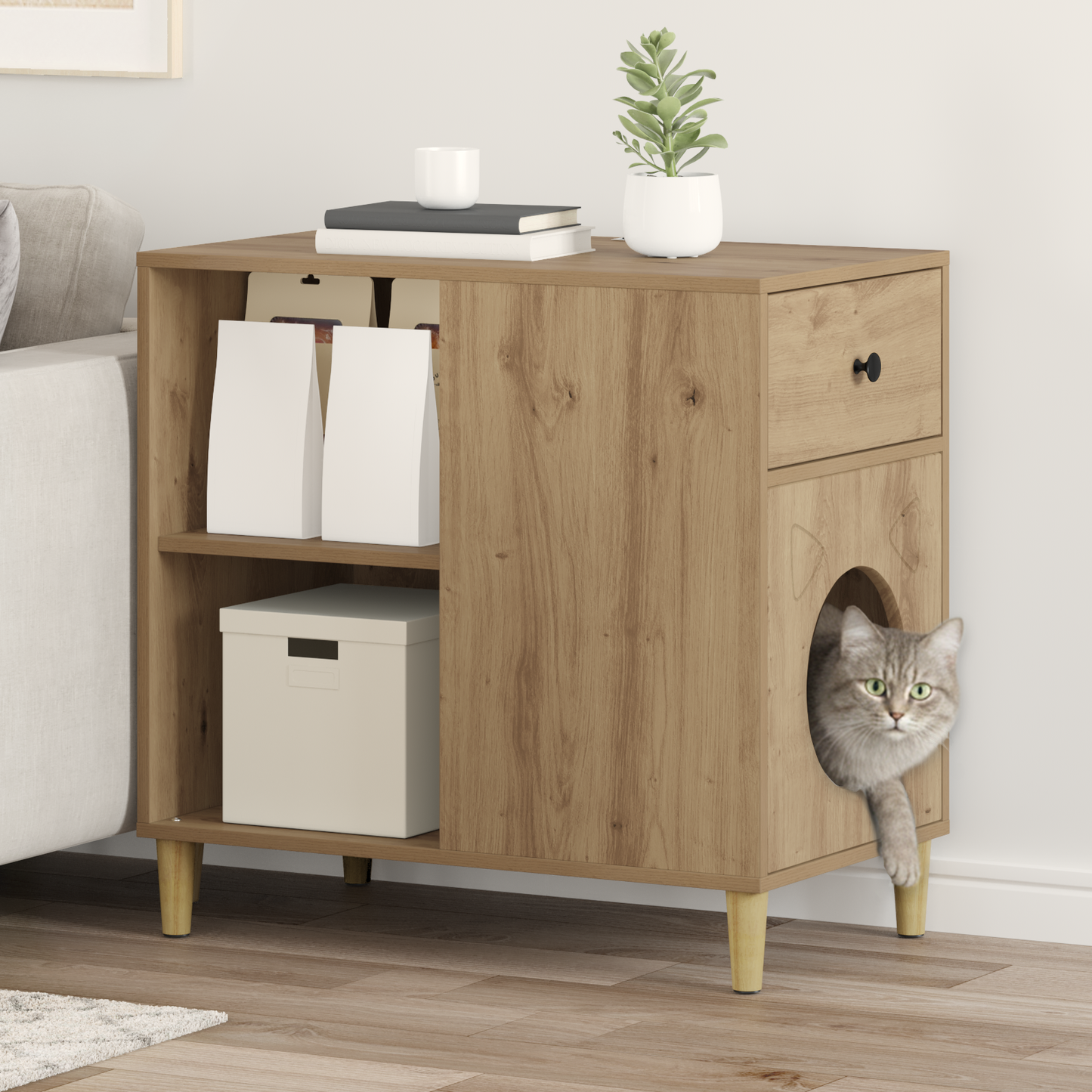 Cat House Artisian Oak 72 x 42.5 x 70 cm Engineered Wood