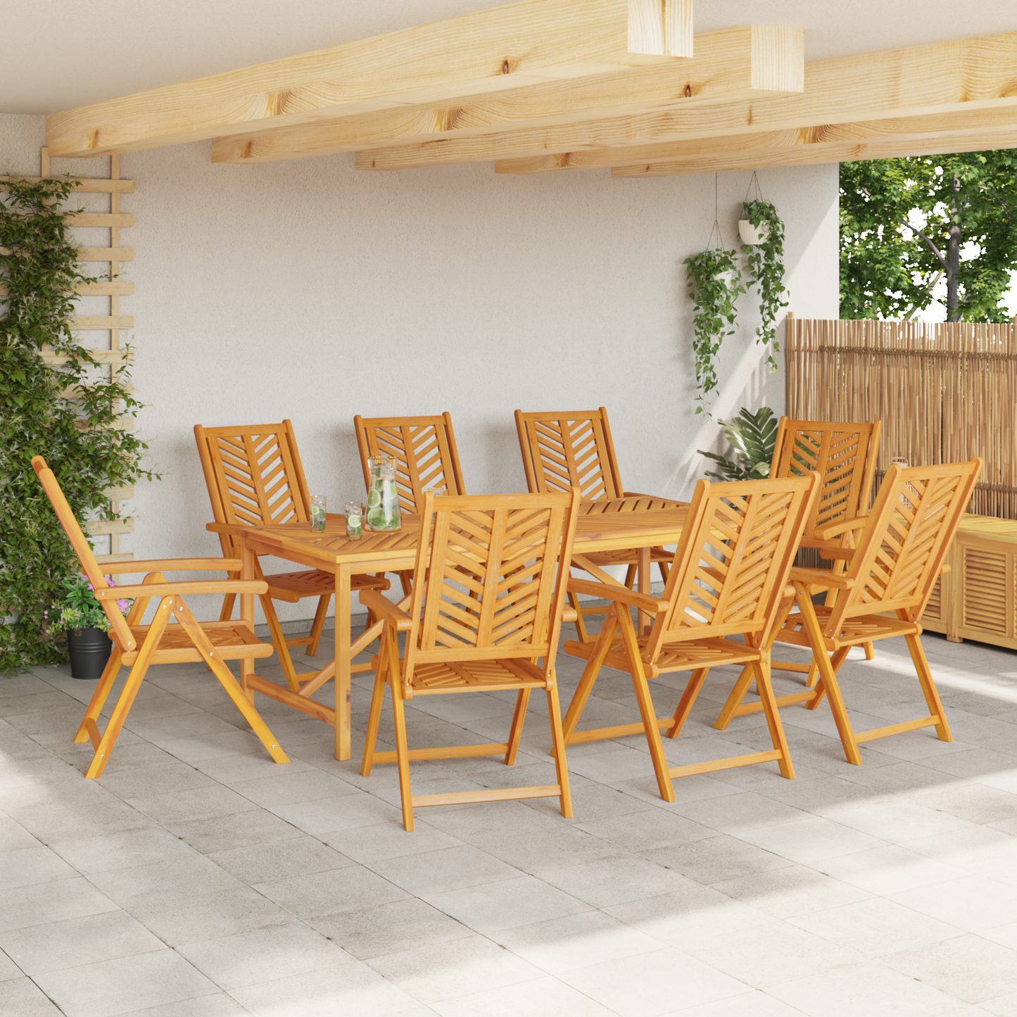 Garden Chair 8 pcs Brown Solid Acacia Wood