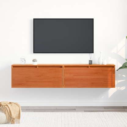 Wall Cabinet 2 pcs Wax Brown 80 x 30 x 35 cm Solid Pine Wood